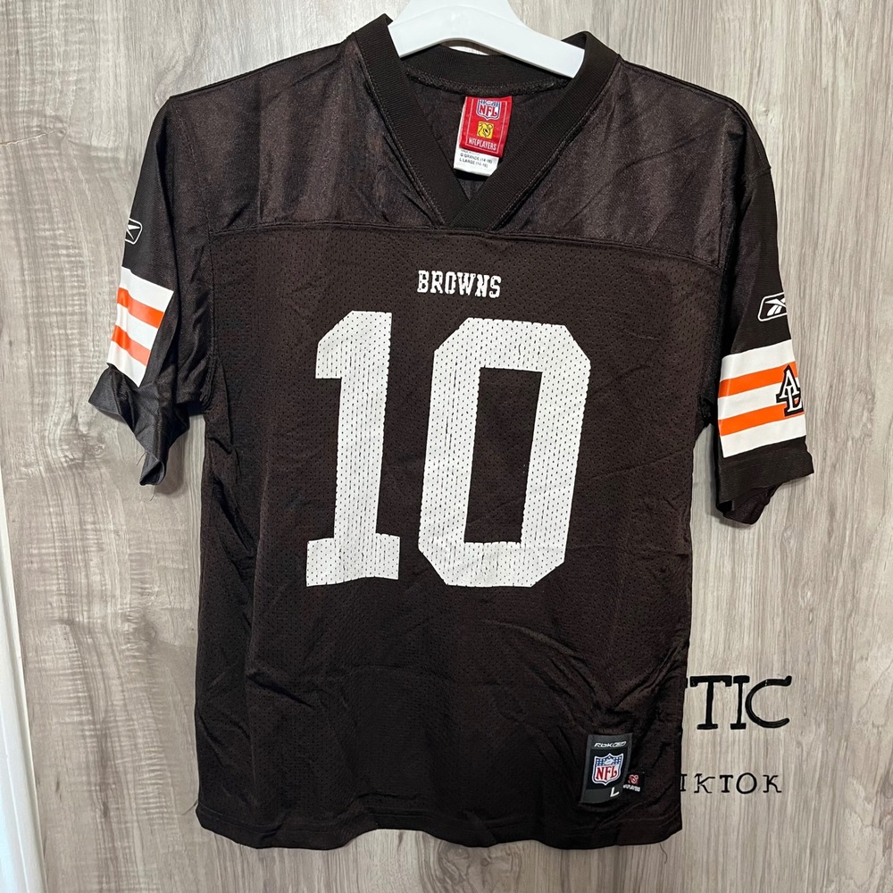 Reebok Cleveland Browns Brady Quinn Jersey Youth Large 14-16 Brown White #10